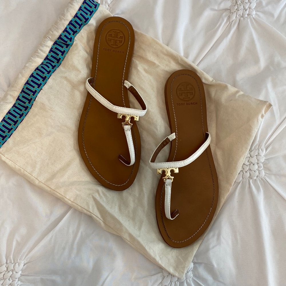 Tory Burch white leather sandals 10.5